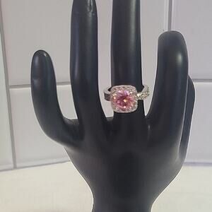 Silver Pink Ice and Crystal Rhinestones Ring, size 6.5 ~ NEW